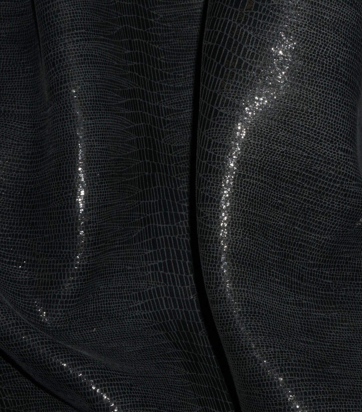 Lizard Print Metallic Lamb - Charcoal